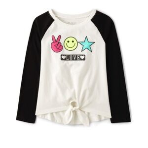 NEW - The Children’s Place
Girls Graphic Tie-Front Top - Black. XS(4)